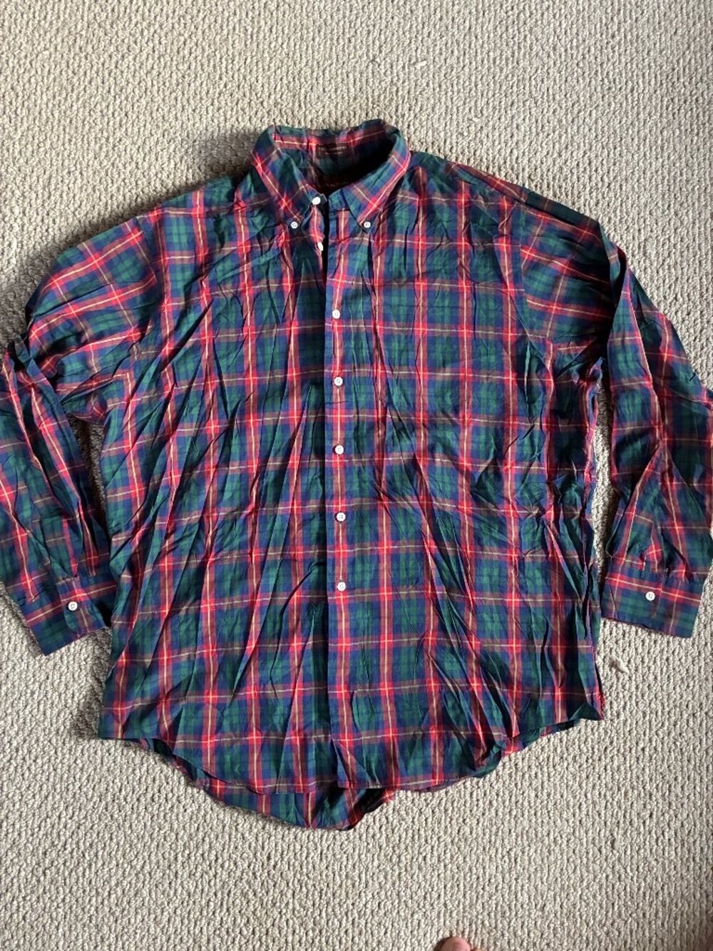 Vintage Chaps Ralph Lauren Shirt Mens XL Plaid Button Down 80s Oxford